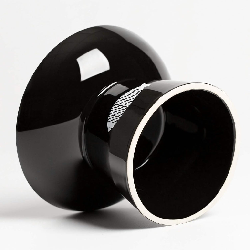 Cat Raised Food/Water Bowl for Elder Big Cats, Non-Skid 4.8X6.4In Premium Ceramic Cat Bowls with Stand, Sturdy and Anti-Fall… (Black)